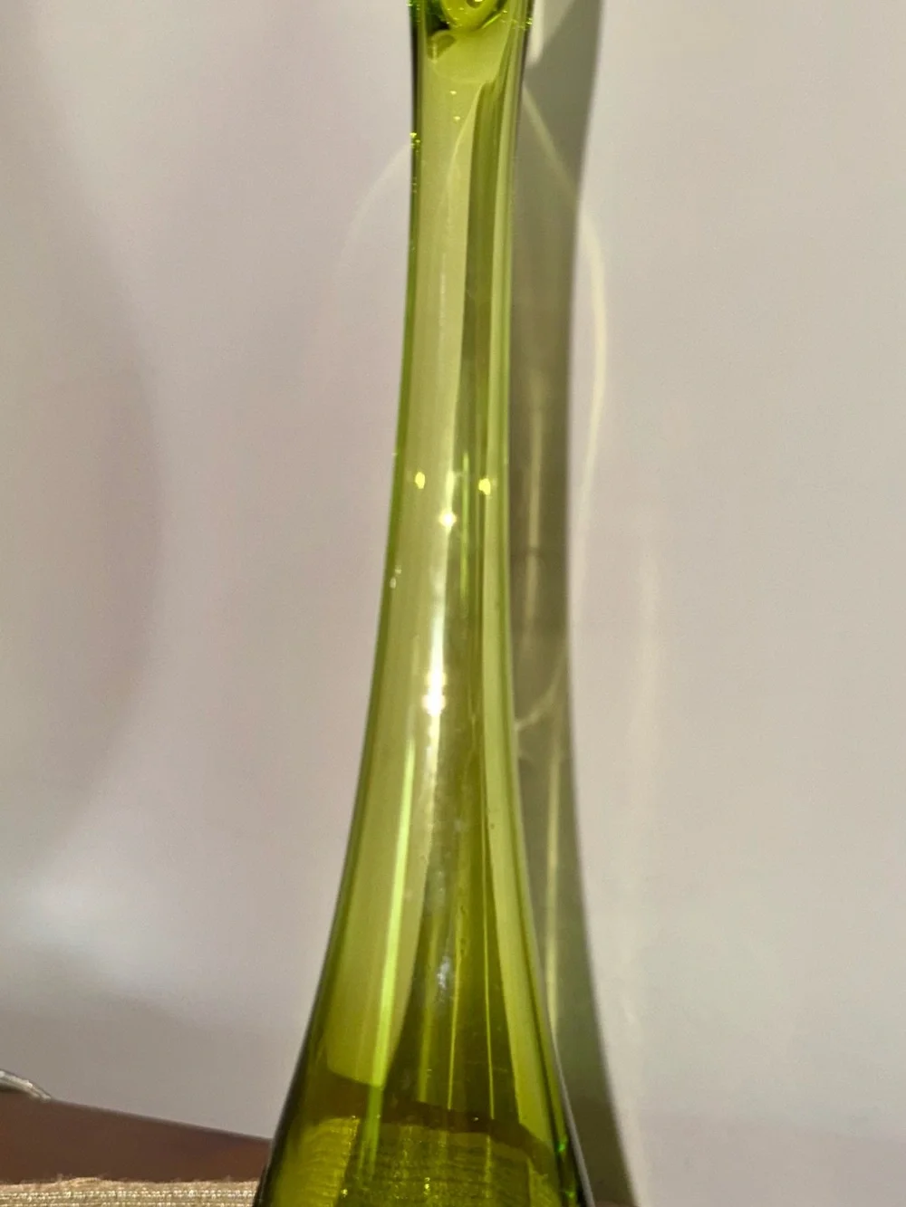 Vintage Viking Avocado Green Swung Glass Bud Vase MCM